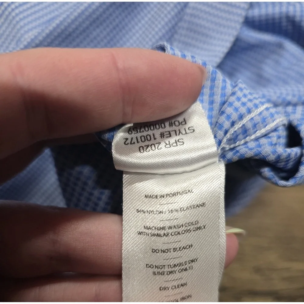 Rhone Commuter Long Sleeve Dress Shirt Mens Size M Button Up Blue Gingham - Picture 5 of 6